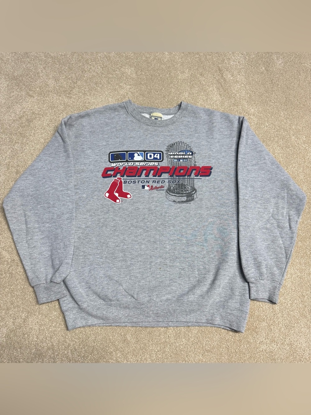 Boston Red Sox 2004 Champions Sweatshirt Mens Large Gray Vintage World Series